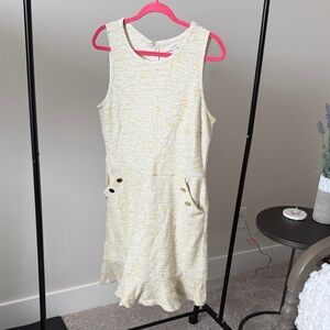 Loft Pale Yellow Sleeveless Tweed Dress